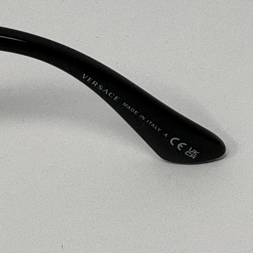 Versace Shield Sunglasses Black Gold Wraparound VE 2254 w/‎ Case & Box